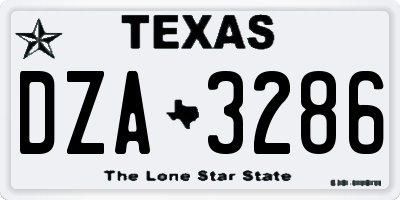 TX license plate DZA3286