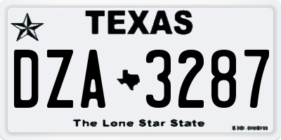 TX license plate DZA3287