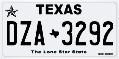 TX license plate DZA3292