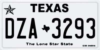 TX license plate DZA3293