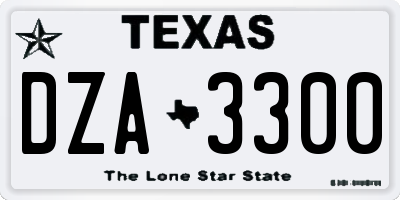 TX license plate DZA3300