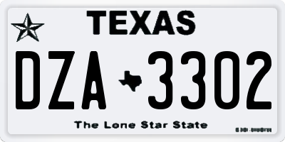 TX license plate DZA3302