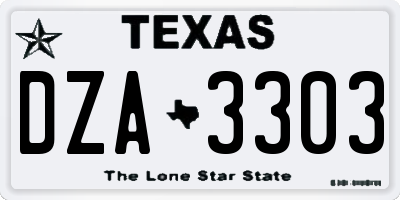 TX license plate DZA3303