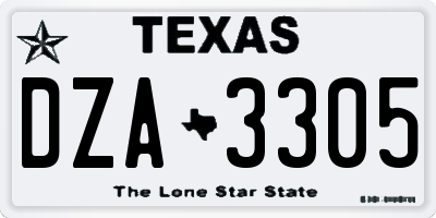 TX license plate DZA3305