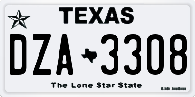TX license plate DZA3308
