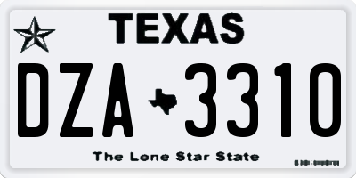TX license plate DZA3310