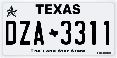 TX license plate DZA3311