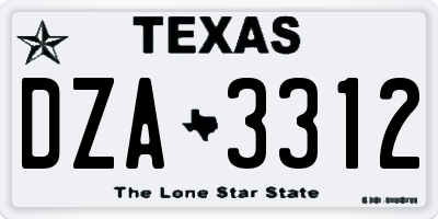 TX license plate DZA3312
