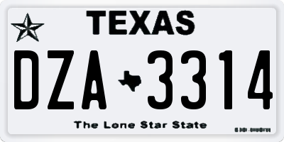 TX license plate DZA3314