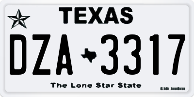 TX license plate DZA3317
