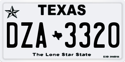 TX license plate DZA3320