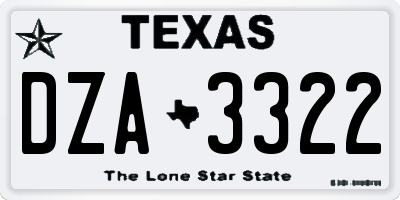 TX license plate DZA3322