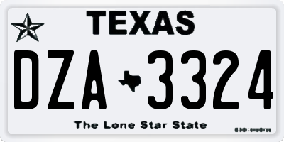 TX license plate DZA3324