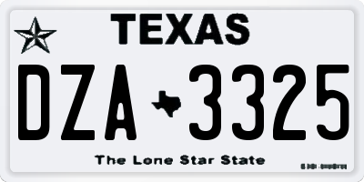 TX license plate DZA3325