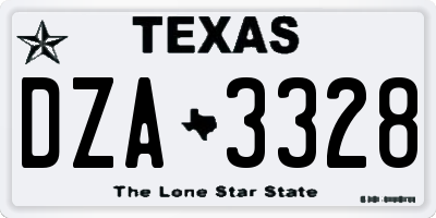 TX license plate DZA3328