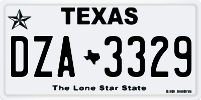 TX license plate DZA3329