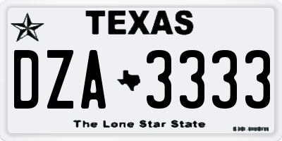 TX license plate DZA3333