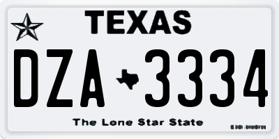 TX license plate DZA3334