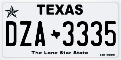 TX license plate DZA3335