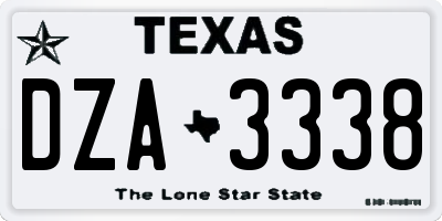 TX license plate DZA3338