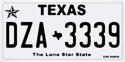 TX license plate DZA3339