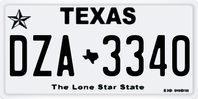 TX license plate DZA3340