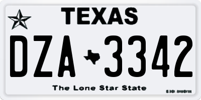 TX license plate DZA3342