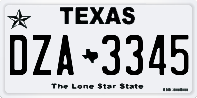 TX license plate DZA3345