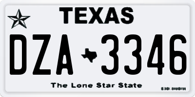 TX license plate DZA3346