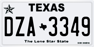 TX license plate DZA3349
