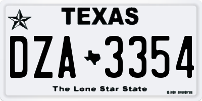 TX license plate DZA3354