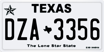 TX license plate DZA3356