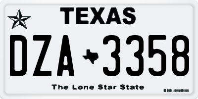 TX license plate DZA3358