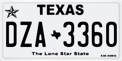 TX license plate DZA3360