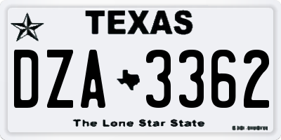 TX license plate DZA3362
