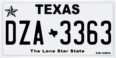TX license plate DZA3363