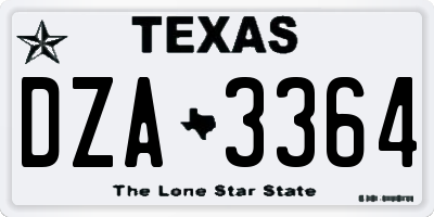 TX license plate DZA3364