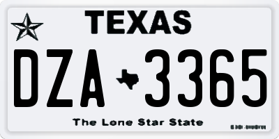 TX license plate DZA3365