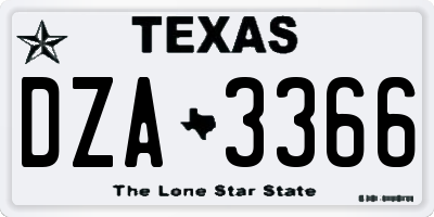 TX license plate DZA3366