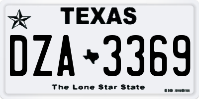 TX license plate DZA3369