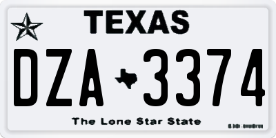 TX license plate DZA3374