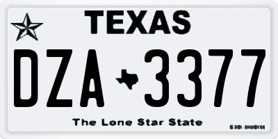 TX license plate DZA3377