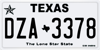 TX license plate DZA3378