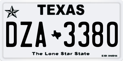 TX license plate DZA3380
