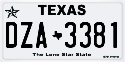 TX license plate DZA3381