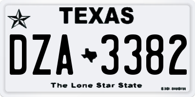TX license plate DZA3382