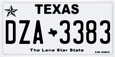 TX license plate DZA3383