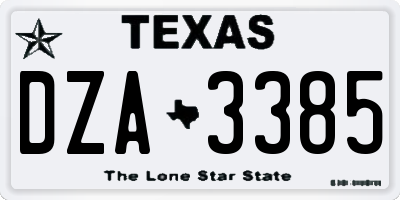 TX license plate DZA3385