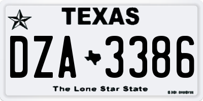 TX license plate DZA3386