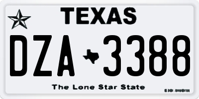 TX license plate DZA3388